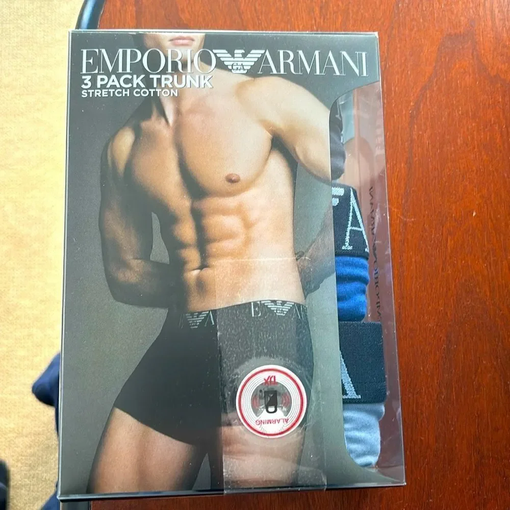 Emporio Armani 3pack trunk xl stretch cotton 3 colors black blue lig…